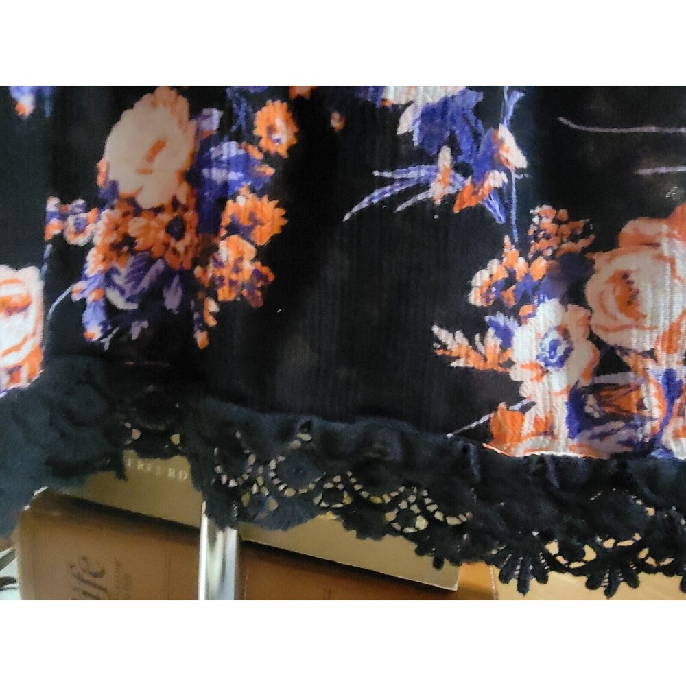 NEW LOOK casual summer cover-up/ dress, black w/ floral, US 4 UK 8